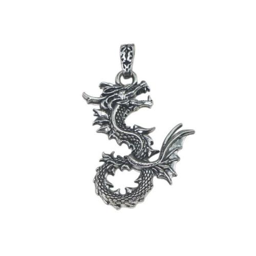 Sinc Alloy Pendants, Dragon, dath airgid antique plátáilte, DIY, nicil, luaidhe & caidmiam saor in aisce, Díolta De réir PC