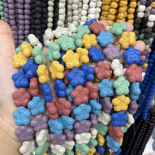 Natural Lava Beads Flower DIY multi-colored 19mm Sold Per Approx 38 cm Strand