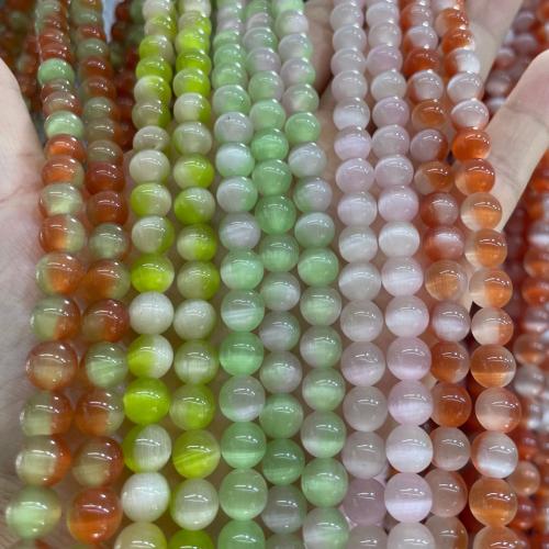 Cats Eye Jewelry Beads Round DIY & two tone Sold Per Approx 38 cm Strand