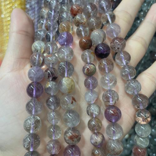 Purple Phantom Quartz Beads Round DIY Sold Per Approx 38 cm Strand