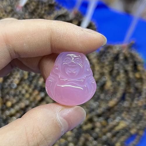 Bijoux pendentifs agate, agate rose, bouddha, DIY, rose, 25mm, Vendu par PC