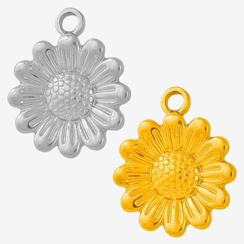 Stainless Steel Flower Pendant 304 Stainless Steel Sunflower plated DIY Sold By PC