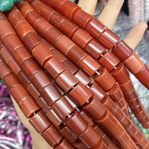 Natural Red Agate Beads Column DIY Sold By PC