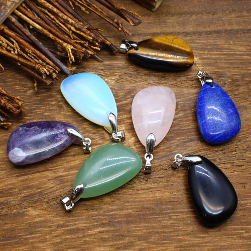 Gemstone Pendants Jewelry Natural Stone Teardrop plated & for woman Sold By PC