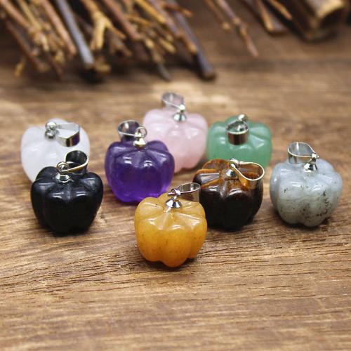 Gemstone Pendants Jewelry Natural Stone Pumpkin plated DIY Sold By PC