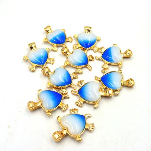 Gemstone Pendants Jewelry Zinc Alloy with Gemstone Heart gold color plated DIY blue nickel lead & cadmium free Sold By PC