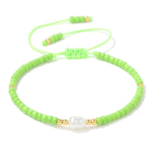 Seedbead Bracelet with Knot Cord & Plastic Pearl with 7cm extender chain handmade fashion jewelry & for woman Length 16 cm Sold By PC