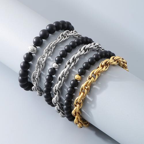 Stainless Steel Jewelry Bracelet 304 Stainless Steel with Gemstone plated for woman Sold By PC