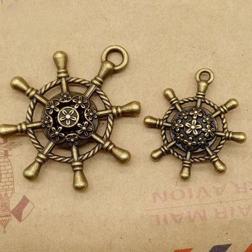 Zinc Alloy Ship Wheel \x26amp; Anchor vedhæng, forgyldt, du kan DIY, flere farver til valg, 100pc'er/Bag, Solgt af Bag