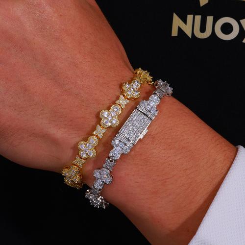 Brass Bracelet Cross plated Unisex & micro pave cubic zirconia Sold By PC