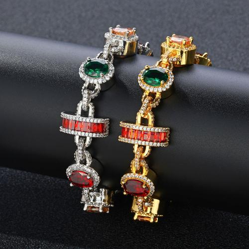 laiton bracelet, Placage, normes différentes pour le choix & pavé de micro zircon & pour homme, plus de couleurs à choisir, Vendu par PC