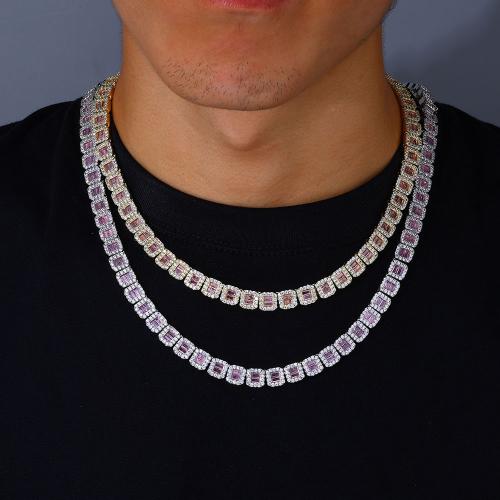 laiton Collier et bracelet, cadre, Placage, normes différentes pour le choix & pavé de micro zircon & pour homme, plus de couleurs à choisir, Vendu par PC