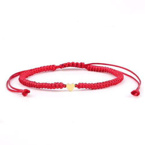 Zinc Alloy Bracelet with Polyester Cord Heart handmade mother and child series Length Approx 5.9-10.2 Inch Sold By PC