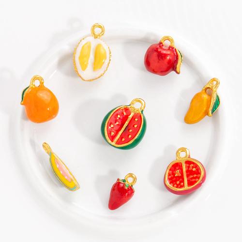 Zinc Alloy Enamel Pendants Fruit gold color plated DIY nickel lead & cadmium free Approx Sold By Bag