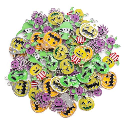 Ciondolo Halloween Moda, lega in zinco, placcato color argento, Design di Halloween & DIY & formato differente per scelta & luminoso & smalto, nessuno, assenza di nichel,piombo&cadmio, Appross. 100PC/borsa, Venduto da borsa