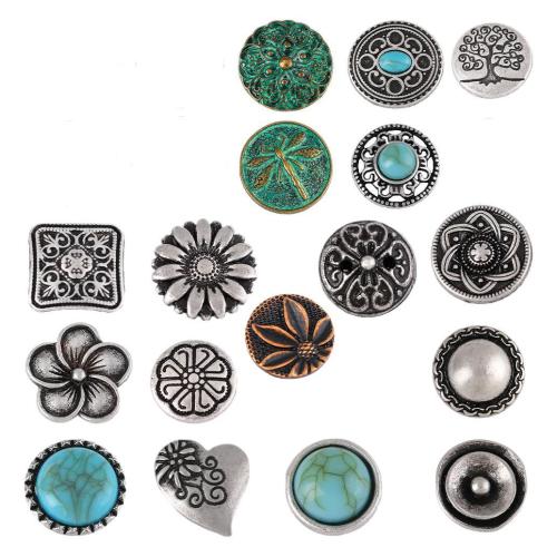 Zinc Alloy Button Fund, med turkis, forgyldt, du kan DIY & forskellig størrelse for valg, flere farver til valg, nikkel, bly & cadmium fri, Ca. 100pc'er/Bag, Solgt af Bag