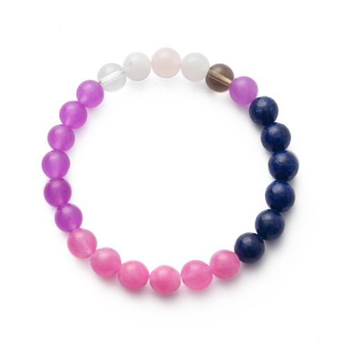 Gemstone Sintético pulseira, Roda, joias de moda & unissex, cores misturadas, 8mm, comprimento Aprox 18.5 cm, vendido por PC