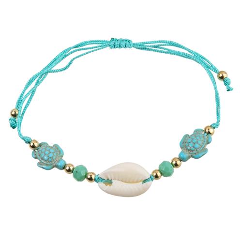 Shell Bracelet Set with Knot Cord & turquoise handmade 12 pieces & fashion jewelry & Unisex mixed colors Sold By Set