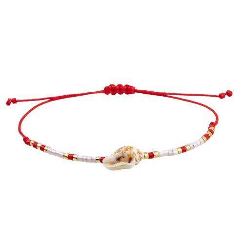 Seedbead Set de bracelet, avec Cordon de noeud & coquille de trompette, fait à la main, 12 pièces & bijoux de mode & pour femme, couleurs mélangées, Longueur Environ 28 cm, Vendu par fixé