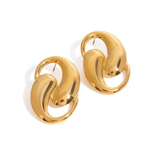 Stainless Steel Stud Earrings 304 Stainless Steel plated fashion jewelry & for woman & hollow gold Sold By Pair