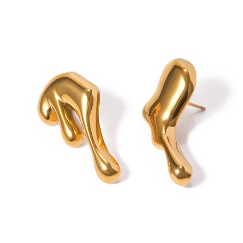 Stainless Steel Stud Earrings 304 Stainless Steel plated fashion jewelry & for woman golden Sold By Pair