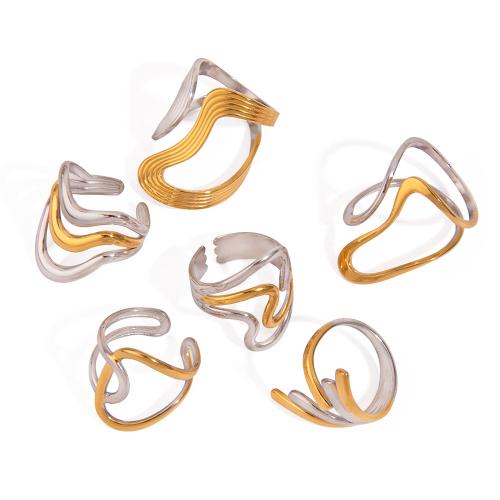 Stainless Steel Finger Ring 304 Stainless Steel plated & for woman & two tone & hollow Sold By PC