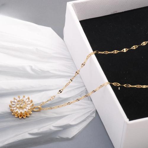 Stainless Steel Jewelry Necklace 304 Stainless Steel Vacuum Ion Plating for woman & with rhinestone Length 21-50 cm Sold By PC