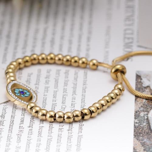 Stainless Steel Jewelry Bracelet 304 Stainless Steel Vacuum Ion Plating for woman & with rhinestone Sold By PC