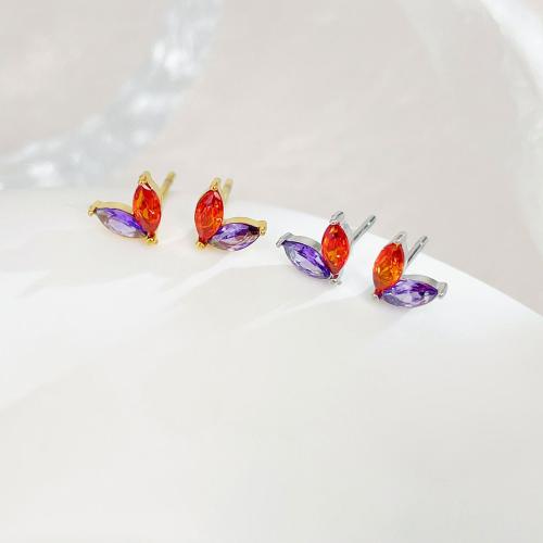 Roestvrij staal Stud Earrings, 304 roestvrij staal, met Cubic Zirconia, voor vrouw, meer kleuren voor de keuze, Verkocht door pair