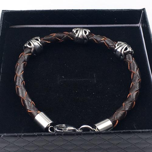 Bracelets cordon PU, cuir PU, avec Acier inoxydable 304, pour femme, Vendu par PC