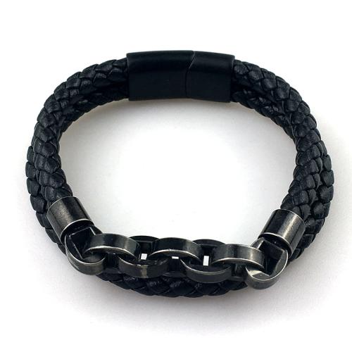 Bracelets cordon PU, cuir PU, avec acier inoxydable 316L, pour femme, Vendu par PC