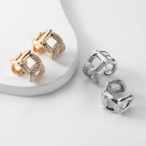 Brass Huggie Hoop Earring die-casting micro pave cubic zirconia & for woman nickel lead & cadmium free Sold By Bag