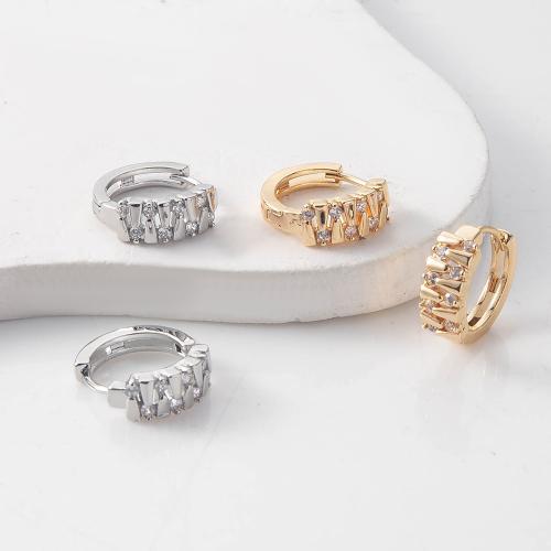 Brass Huggie Hoop Earring die-casting micro pave cubic zirconia & for woman nickel lead & cadmium free Sold By Bag