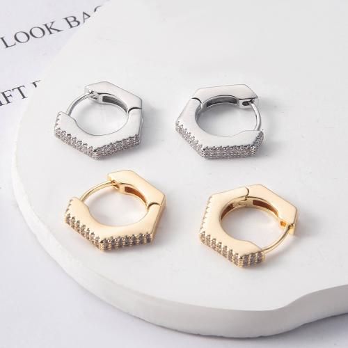 Brass Huggie Hoop Earring die-casting micro pave cubic zirconia & for woman nickel lead & cadmium free Sold By Bag