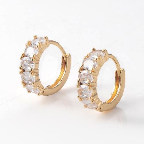 Brass Huggie Hoop Earring die-casting micro pave cubic zirconia & for woman nickel lead & cadmium free Sold By Bag