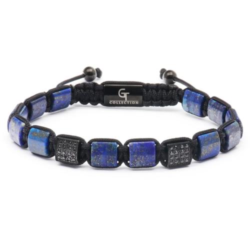 Gemstone Bracelet with Polyester Cord & 304 Stainless Steel Square handmade & for man & with rhinestone Length Approx 7-11 Inch Sold By PC