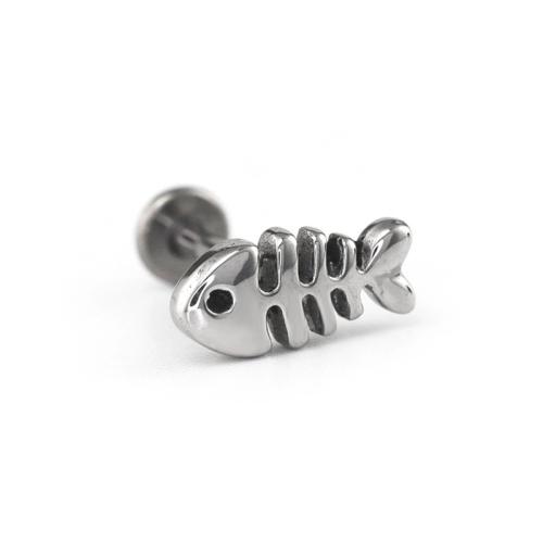 acier inoxydable 316L piercing oreille, Squelette de poisson, unisexe & normes différentes pour le choix, Vendu par PC