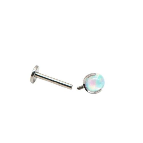 Titanium Alloy Lip Piercing Stud with Opal polished Unisex  Sold By PC