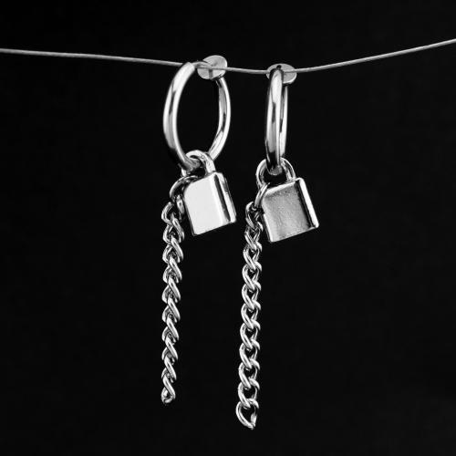 304 acciaio inox orecchini a goccia, Lucchetto, lucido, gioielli di moda & unisex, earring length 40-50mm, Venduto da PC