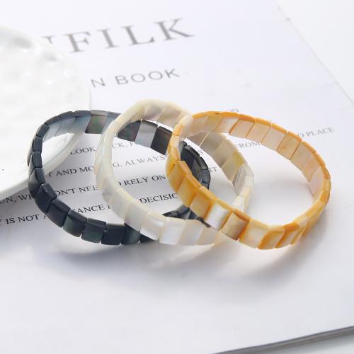 Shell Jewelry Bracelet Black Lip Shell with Yellow Lip Shell & White Lip Shell Rectangle fashion jewelry & Unisex Approx Sold Per Approx 17 cm Strand