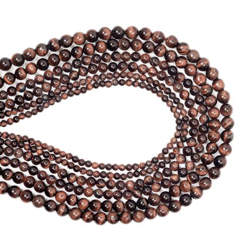 Natural Tiger Eye Beads Round DIY red Sold By Strand