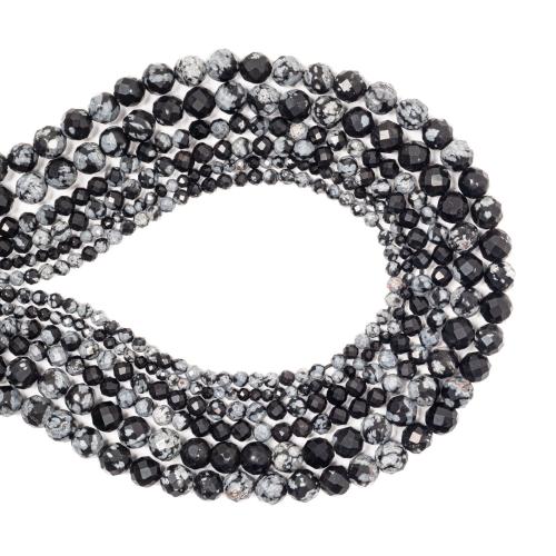 Natural Snowflake Obsidian Beads DIY & faceted white and black Sold By Strand