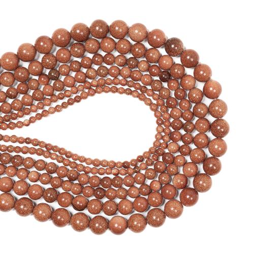 Natural Goldstone Beads Round DIY Sold By Strand