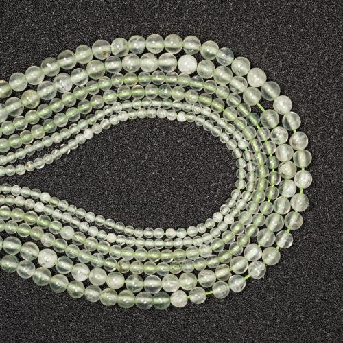 Gemstone Jewelry Beads Natural Prehnite Round DIY green Sold By Strand