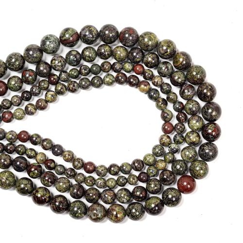 Dragon Blood stone Beads Round DIY green Sold By Strand