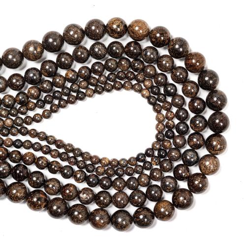 Natural Bronzite Stone Beads Round DIY Sold By Strand