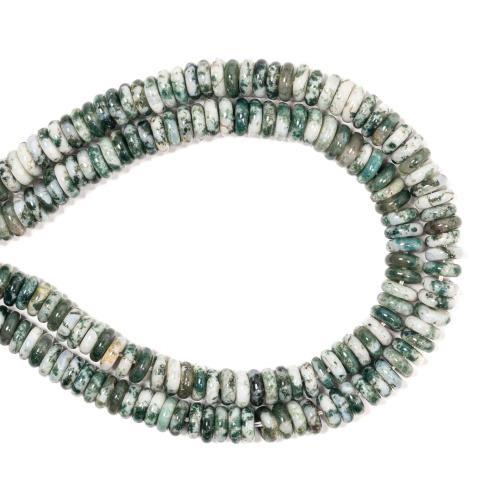 Tree Agate perler, Flad Rund, du kan DIY, blandede farver, 2x6mm, Solgt Per Ca. 38 cm Strand