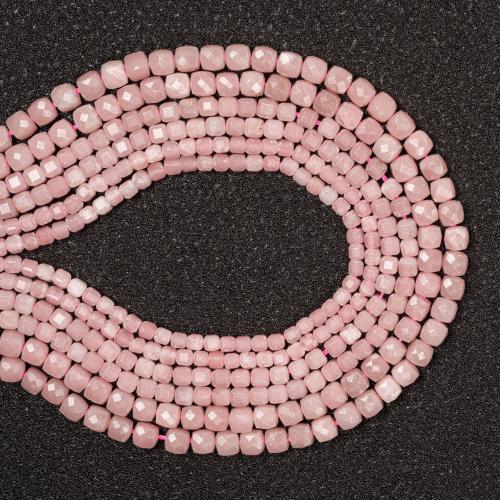 Pink Opal Bead, Square, du kan DIY & forskellig størrelse for valg & facetteret, lyserød, Solgt Per Ca. 38 cm Strand