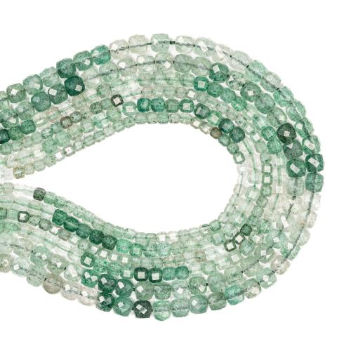 Natural Quartz Jewelry Beads Strawberry Quartz Square DIY green Sold Per Approx 38 cm Strand