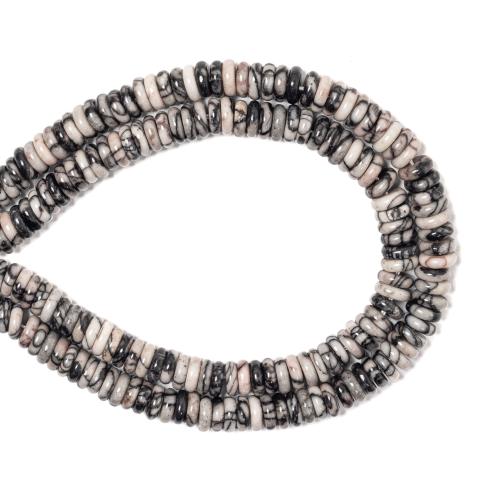 Network Stone Beads Flat Round DIY black Sold Per Approx 38 cm Strand